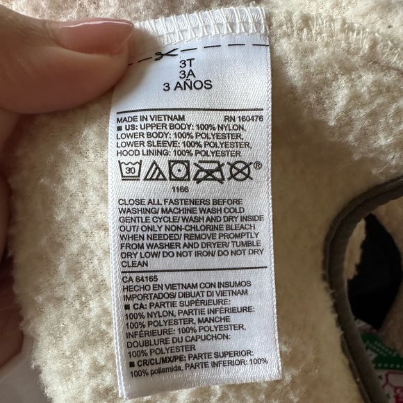 Old Navy Unisex cozy Sherpa Zip Jacket with hoodie.Size 3T. White&blue - Picture 5 of 6